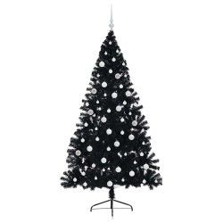 Sapin de Noël artificiel pré-éclairé Noir 180 cm PVC 543915543915