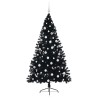 Sapin de Noël artificiel pré-éclairé Noir 180 cm PVC 543915543915