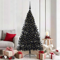 Sapin de Noël artificiel pré-éclairé Noir 180 cm PVC 543916543916