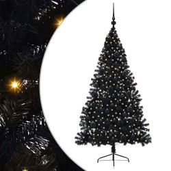 Sapin de Noël artificiel pré-éclairé Noir 180 cm PVC 543916543916