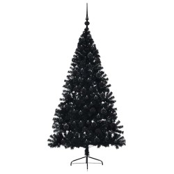 Sapin de Noël artificiel pré-éclairé Noir 180 cm PVC 543916543916