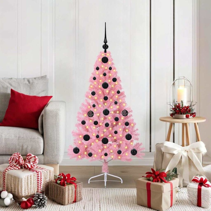 Sapin de Noël artificiel pré-éclairé Rose 120 cm PVC 543917543917