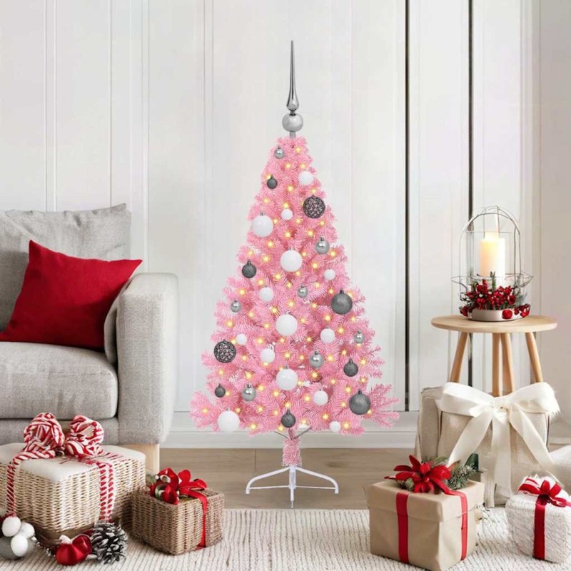Sapin de Noël artificiel pré-éclairé Rose 120 cm PVC 543919543919