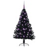 Sapin de Noël artificiel pré-éclairé Noir 150 cm PVC 543932543932