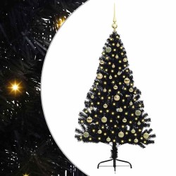 Sapin de Noël artificiel pré-éclairé Noir 150 cm PVC 543933543933