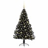 Sapin de Noël artificiel pré-éclairé Noir 150 cm PVC 543933543933