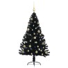 Sapin de Noël artificiel pré-éclairé Noir 150 cm PVC 543933543933