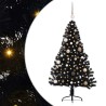 Sapin de Noël artificiel pré-éclairé Noir 150 cm PVC 543934543934