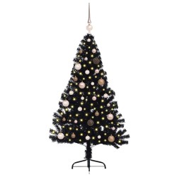 Sapin de Noël artificiel pré-éclairé Noir 150 cm PVC 543934543934
