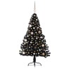 Sapin de Noël artificiel pré-éclairé Noir 150 cm PVC 543934543934