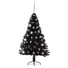 Sapin de Noël artificiel pré-éclairé Noir 150 cm PVC 543934543934