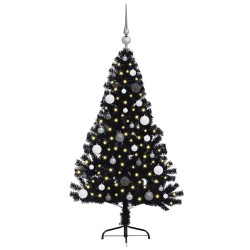 Sapin de Noël artificiel pré-éclairé Noir 150 cm PVC 543935543935