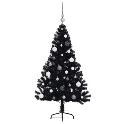 Sapin de Noël artificiel pré-éclairé Noir 150 cm PVC 543935543935