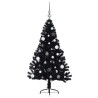 Sapin de Noël artificiel pré-éclairé Noir 150 cm PVC 543935543935