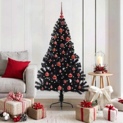 Sapin de Noël artificiel pré-éclairé Noir 150 cm PVC 543936543936