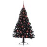 Sapin de Noël artificiel pré-éclairé Noir 150 cm PVC 543936543936