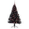 Sapin de Noël artificiel pré-éclairé Noir 150 cm PVC 543936543936