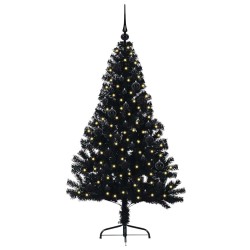 Sapin de Noël artificiel pré-éclairé Noir 150 cm PVC 543937543937