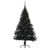 Sapin de Noël artificiel pré-éclairé Noir 150 cm PVC 543937543937
