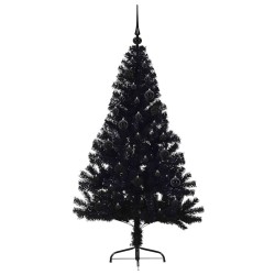 Sapin de Noël artificiel pré-éclairé Noir 150 cm PVC 543937543937