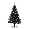 Sapin de Noël artificiel pré-éclairé Noir 150 cm PVC 543938543938