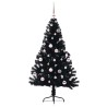 Sapin de Noël artificiel pré-éclairé Noir 150 cm PVC 543938543938