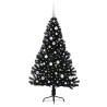 Sapin de Noël artificiel pré-éclairé Noir 150 cm PVC 543939543939