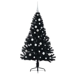Sapin de Noël artificiel pré-éclairé Noir 150 cm PVC 543939543939