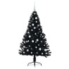 Sapin de Noël artificiel pré-éclairé Noir 150 cm PVC 543939543939