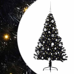 Sapin de Noël artificiel pré-éclairé Noir 150 cm PVC 543940543940