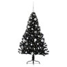 Sapin de Noël artificiel pré-éclairé Noir 150 cm PVC 543940543940
