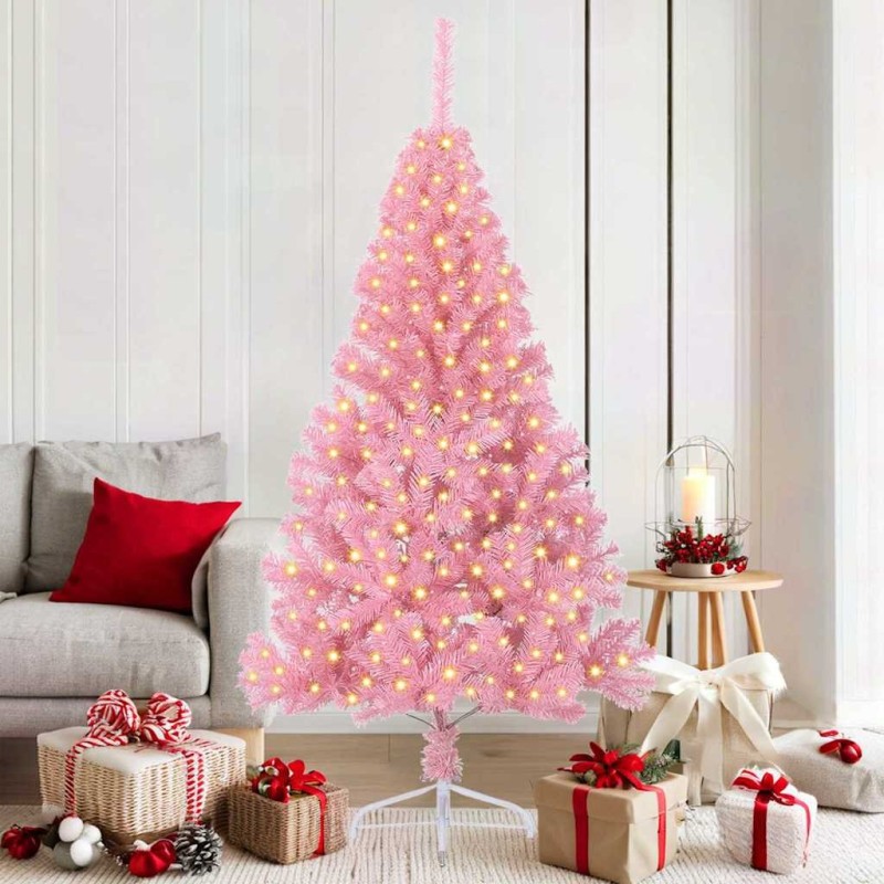 Sapin de Noël artificiel pré-éclairé Rose 180 cm PVC 543941543941