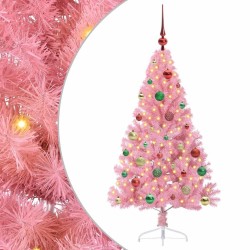 Sapin de Noël artificiel pré-éclairé Rose 150 cm PVC 543942543942