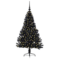 Sapin de Noël artificiel pré-éclairé Noir 120 cm PVC 543944543944