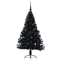 Sapin de Noël artificiel pré-éclairé Noir 120 cm PVC 543944543944