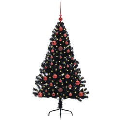 Sapin de Noël artificiel pré-éclairé Noir 120 cm PVC 543945543945