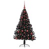 Sapin de Noël artificiel pré-éclairé Noir 120 cm PVC 543945543945