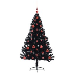 Sapin de Noël artificiel pré-éclairé Noir 120 cm PVC 543945543945