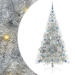 Sapin de Noël artificiel pré-éclairé Argent 210 cm PET 544004544004