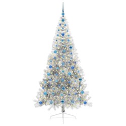 Sapin de Noël artificiel pré-éclairé Argent 210 cm PET 544004544004