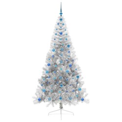 Sapin de Noël artificiel pré-éclairé Argent 210 cm PET 544004544004