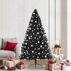 Sapin de Noël artificiel pré-éclairé Noir 210 cm PVC 544005544005