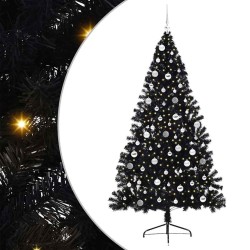 Sapin de Noël artificiel pré-éclairé Noir 210 cm PVC 544005544005