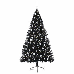 Sapin de Noël artificiel pré-éclairé Noir 210 cm PVC 544005544005