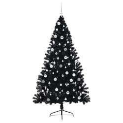Sapin de Noël artificiel pré-éclairé Noir 210 cm PVC 544005544005