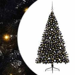 Sapin de Noël artificiel pré-éclairé Noir 210 cm PVC 544006544006