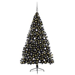 Sapin de Noël artificiel pré-éclairé Noir 210 cm PVC 544006544006