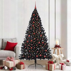 Sapin de Noël artificiel pré-éclairé Noir 210 cm PVC 544007544007