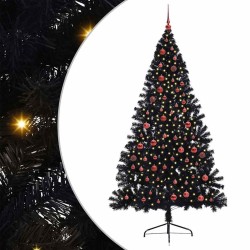 Sapin de Noël artificiel pré-éclairé Noir 210 cm PVC 544007544007