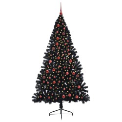 Sapin de Noël artificiel pré-éclairé Noir 210 cm PVC 544007544007